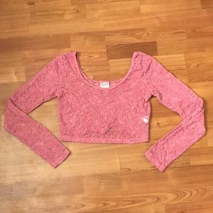 Lace Crop Top Long Sleeves